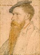 Hans Holbein, Portrait of William Reskimer. Coloured chalks on pink-primed paper